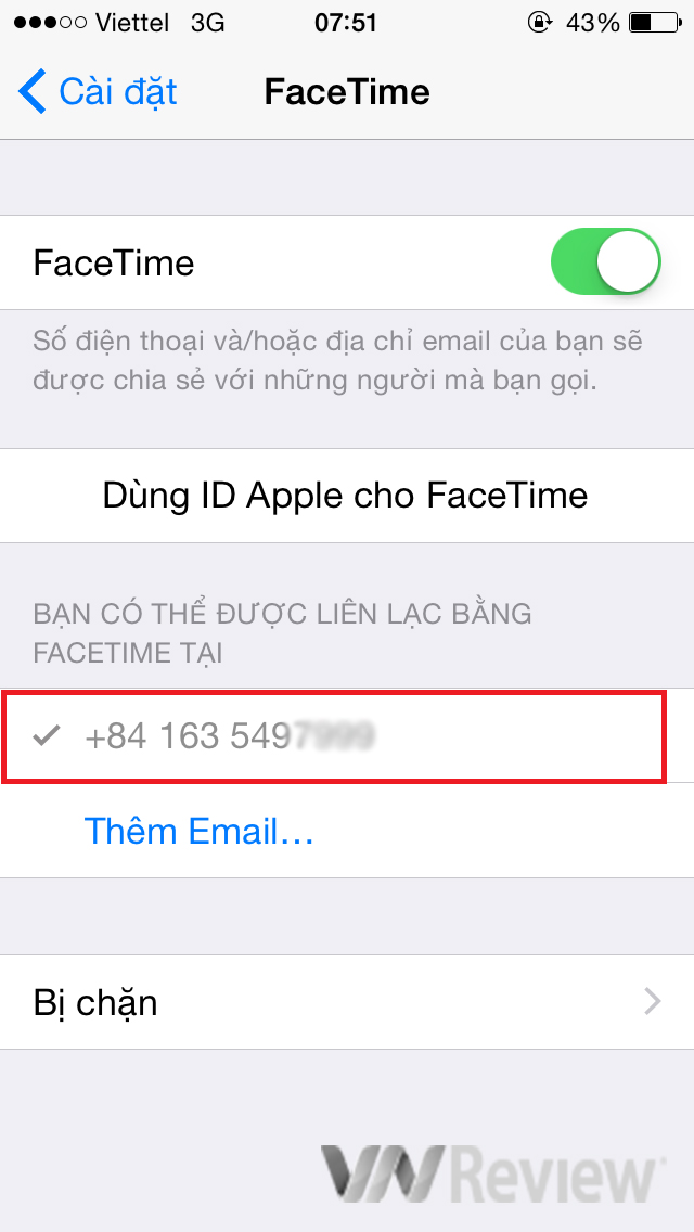 Facetime hiển thị số điện thoại nhà mạng thay vì phải sử dụng Apple ID. Ảnh trước khi chạy tool (trên) và sau khi chạy tool.