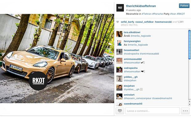Giới trẻ gi&agrave;u c&oacute; ở Iran khoe si&ecirc;u xe tr&ecirc;n mạng x&atilde; hội Ảnh: INSTAGRAM