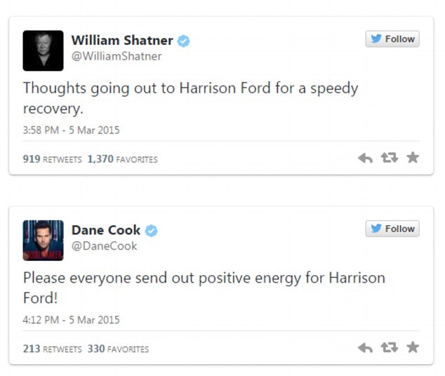 Nhiều người cầu chúc cho Harrison Ford mau khỏe