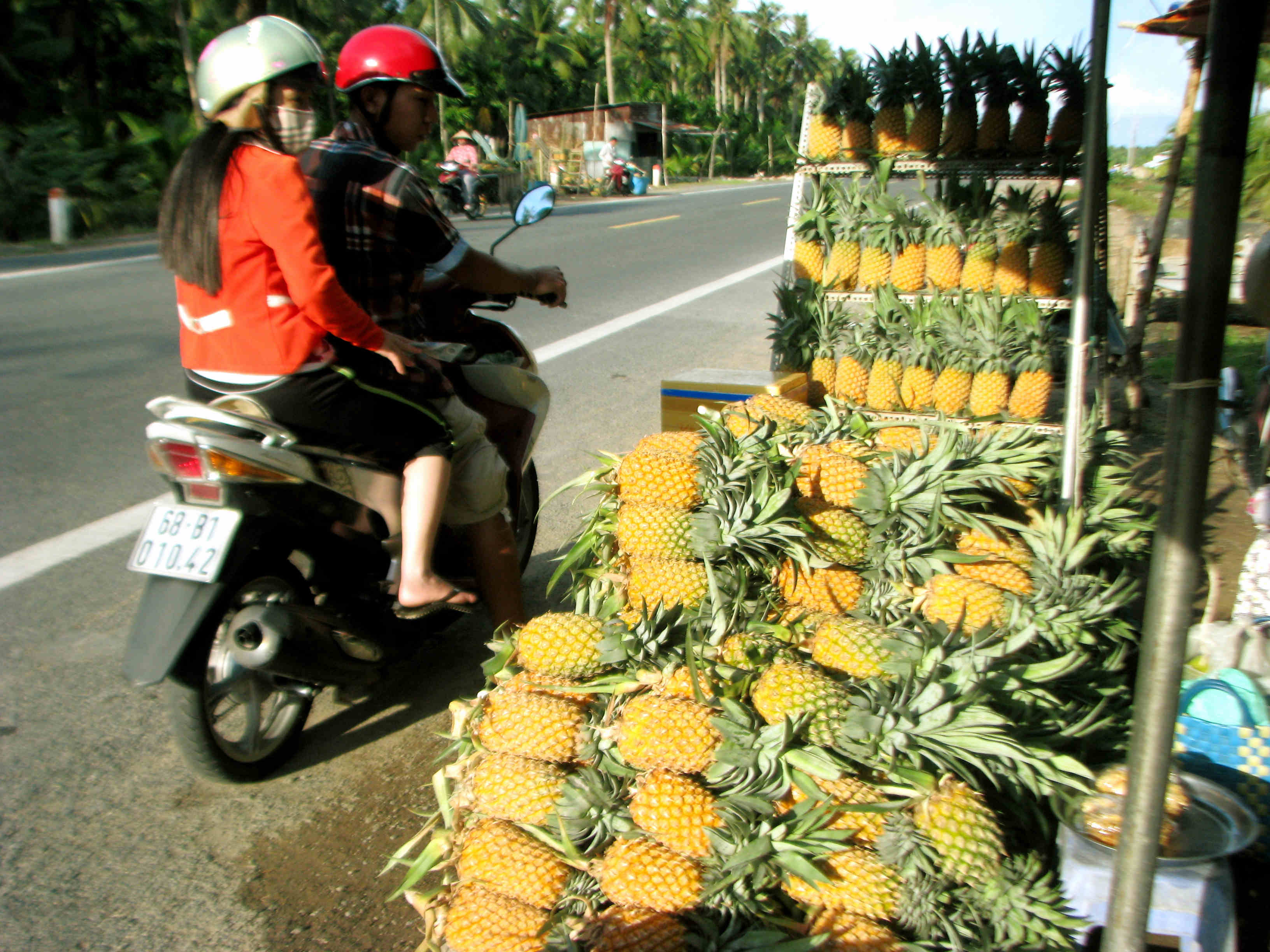 Ngo&agrave;i việc b&aacute;n cho thương l&aacute;i, người d&acirc;n c&ograve;n mang kh&oacute;m ra ven lộ để b&aacute;n lẻ cho người đi đường