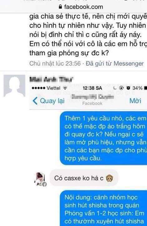 Một số tin nhắn được cho là tin nhắn qua lại giữa BTV Mai Anh Th.và các em học sinh