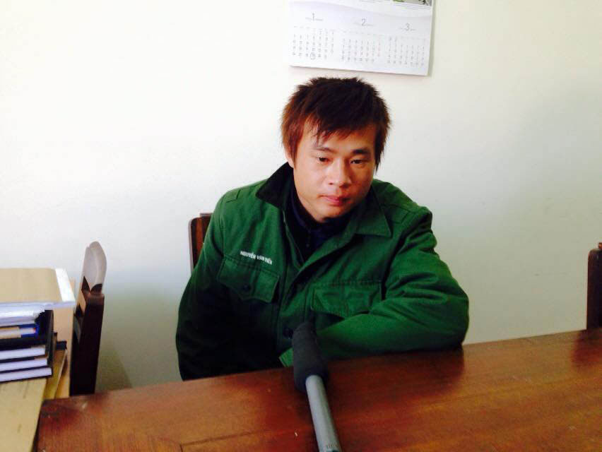 Nghi can Nguyễn Văn Tiến tại cơ quan c&ocirc;ng an Ảnh: HỮU TRƯỜNG