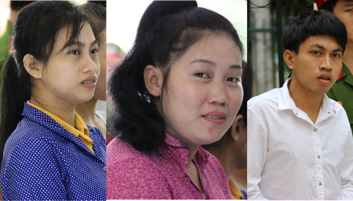 Từ tr&aacute;i sang: Nữ qu&aacute;i Trần Thị Diệu Hiền c&ugrave;ng đồng phạm Trương Linh Phương, Qu&aacute;ch Văn Chiến  trong băng &ldquo;si&ecirc;u trộm&rdquo;