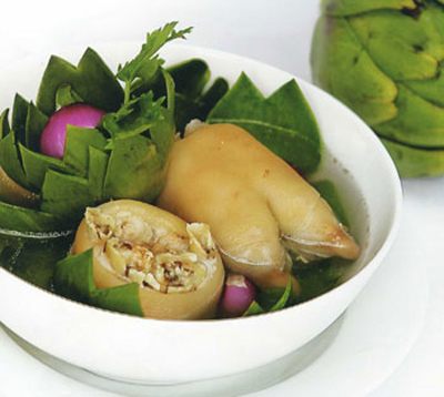 Atiso hầm giò heo