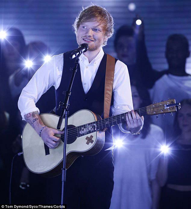 Ca sĩ Ed Sheeran Anh đã được vinh danh ở giải thưởng Album Anh quốc xuất sắc nhất và Nghệ sĩ nam Anh quốc solo xuất sắc nhất tại giải thưởng Brit lần thứ 35-2015 Ảnh: REUTERS