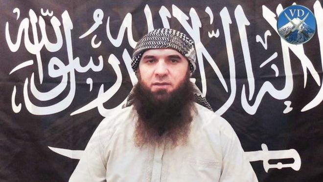 Thủ lĩnh phiến qu&acirc;n Hồi gi&aacute;o Aliaskhab Kebekov ở Bắc Caucasus. Ảnh: BBC