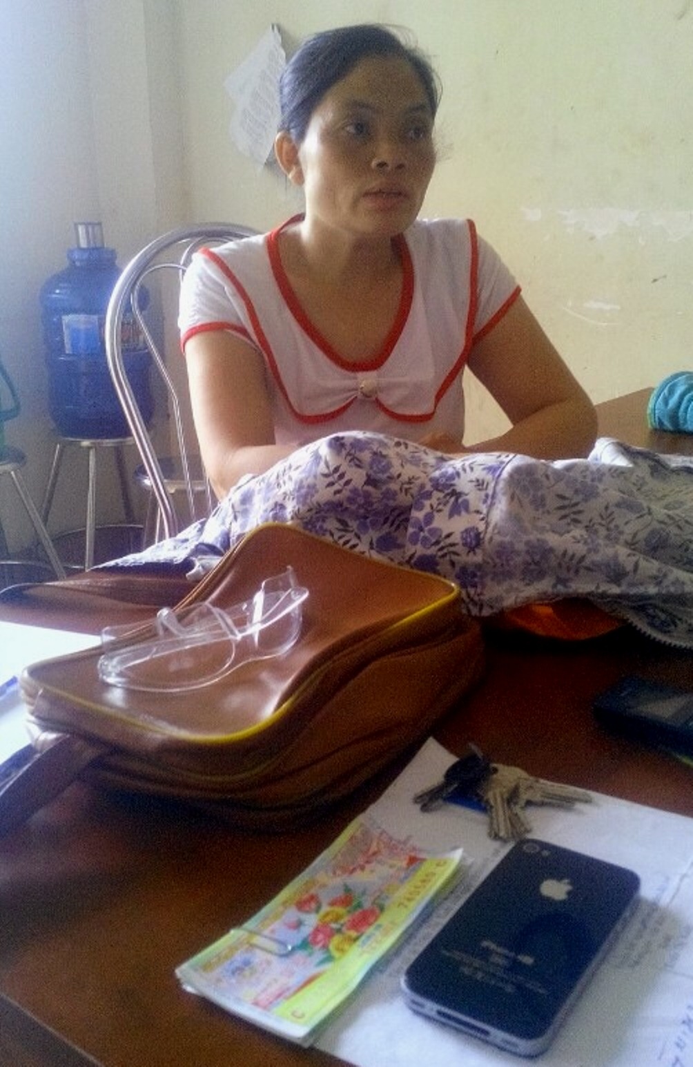 Đối tượng Triệu Thị Xu&acirc;n tại cơ quan c&ocirc;ng an
