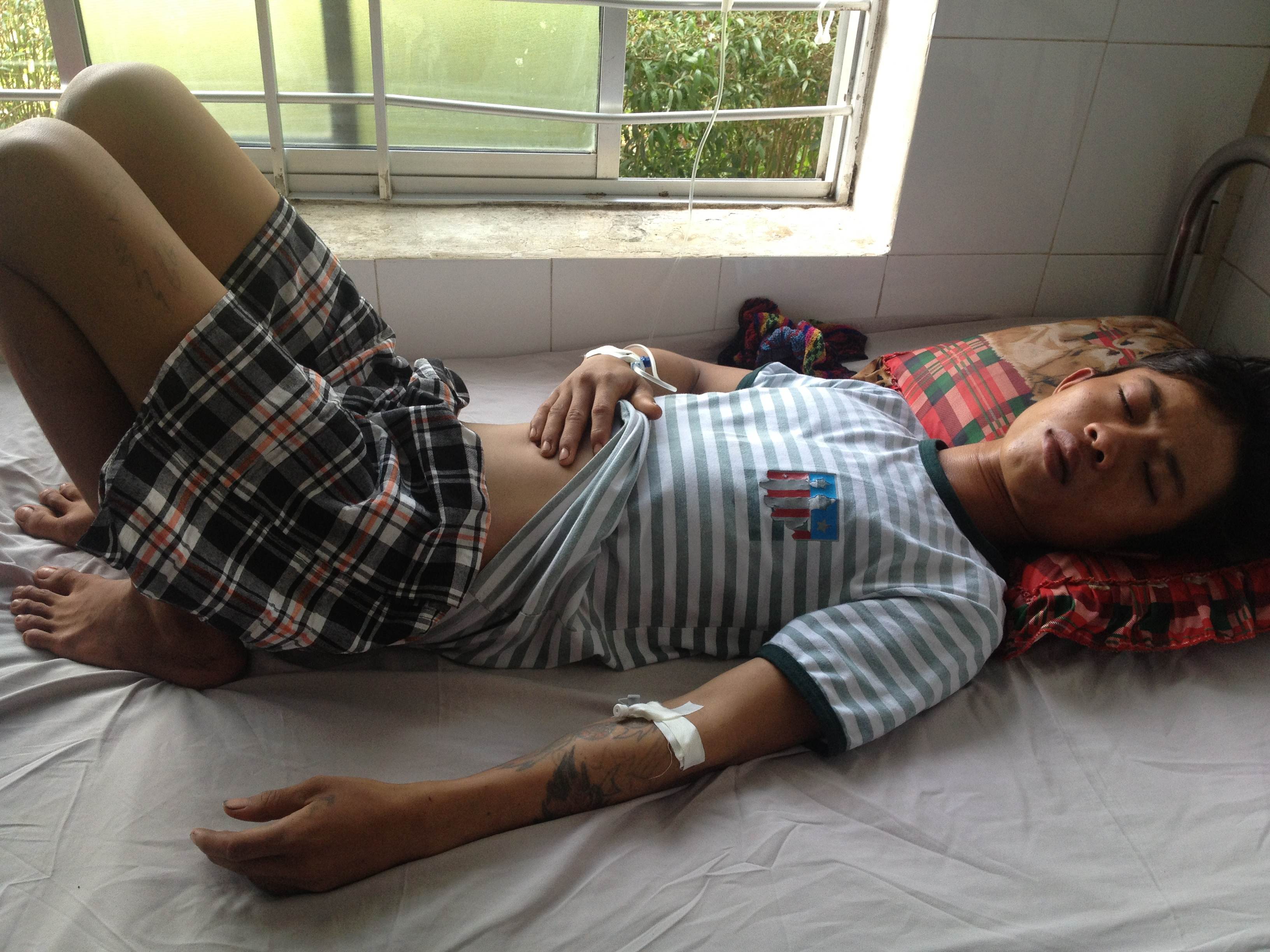 Nguyễn Tiến Th&agrave;nh khi nằm điều trị tại bệnh viện B&agrave; Rịa