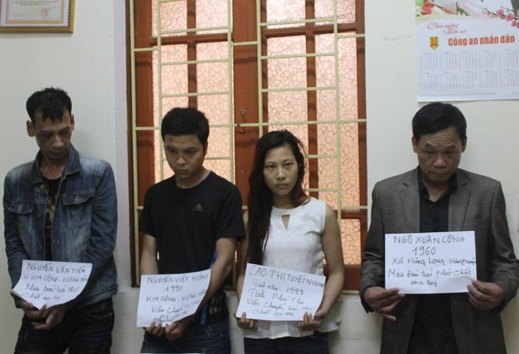 Nh&oacute;m đối tượng bu&ocirc;n b&aacute;n ma t&uacute;y đ&aacute; bị C&ocirc;ng an huện Hưng Nguy&ecirc;n bắt giữ.