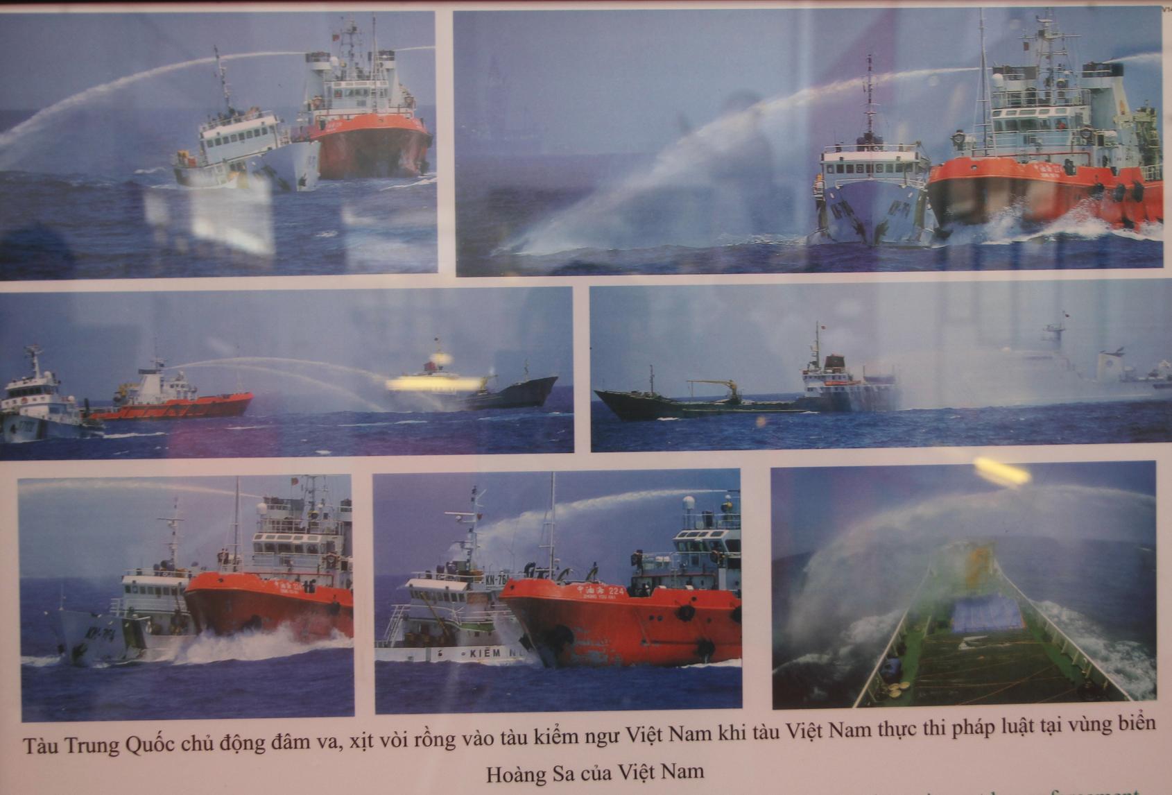 Ảnh t&agrave;u Trung Quốc tấn c&ocirc;ng t&agrave;u kiểm ngư của Việt Nam tr&ecirc;n v&ugrave;ng biển Việt Nam.