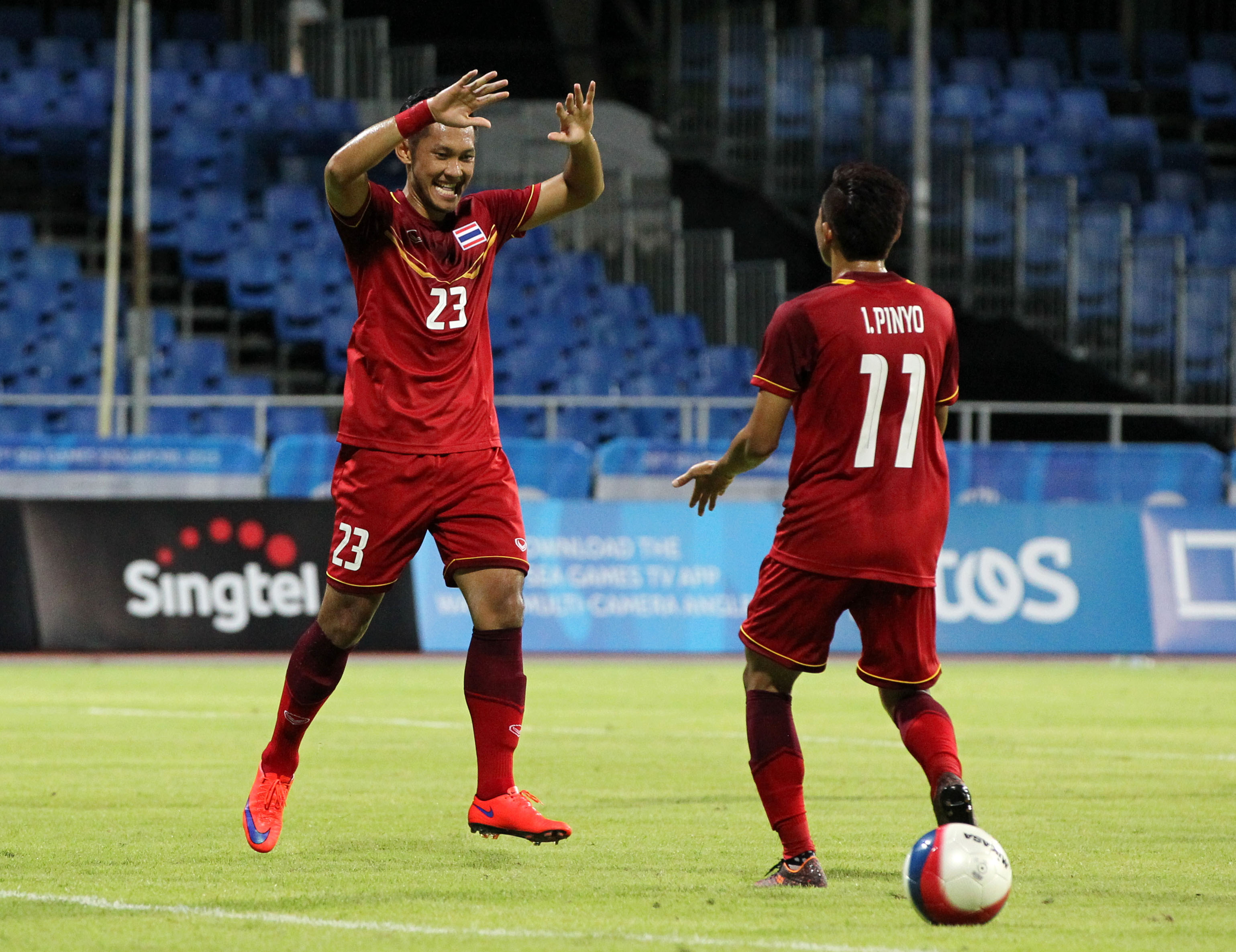 U23 Th&aacute;i Lan đang dẫn đầu bảng B 
sau 4 trận to&agrave;n thắng.  Ảnh: REUTERS