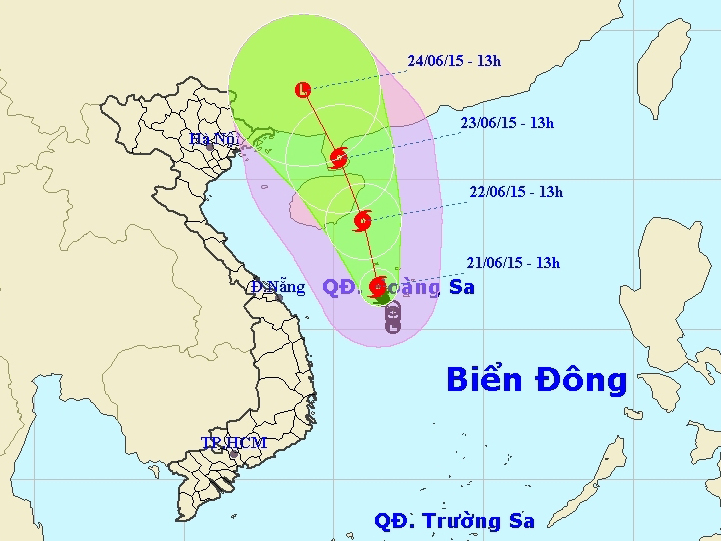 Vị tr&iacute; v&agrave; dự b&aacute;o hướng di chuyển của b&atilde;o số 1 - Nguồn: Trung t&acirc;m Dự b&aacute;o kh&iacute; tượng thủy văn Trung ương