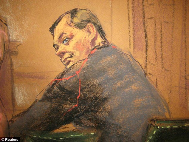 Bức ph&aacute;c thảo ch&acirc;n dung Evgeny Buryakov tại t&ograve;a &aacute;n ở Manhattan, New York - Mỹ 
Ảnh: REUTERS