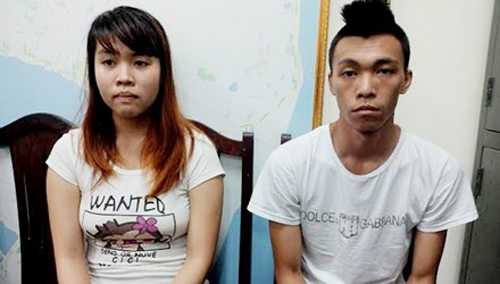 Nguyễn Thanh Thuỷ v&agrave; Nguyễn Vũ Anh tại cơ quan c&ocirc;ng an