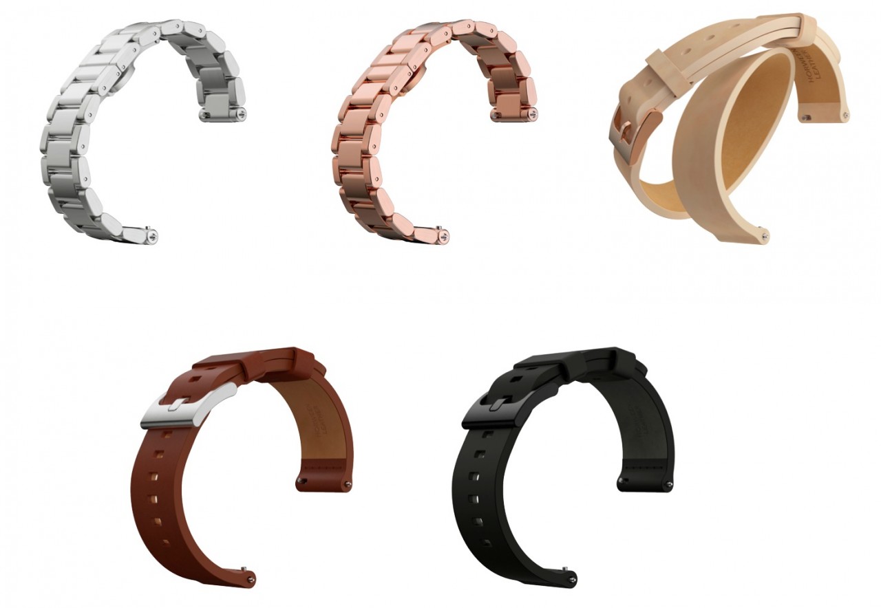 Các tùy chọn dây đeo đi kèm cho Moto 360 2015.