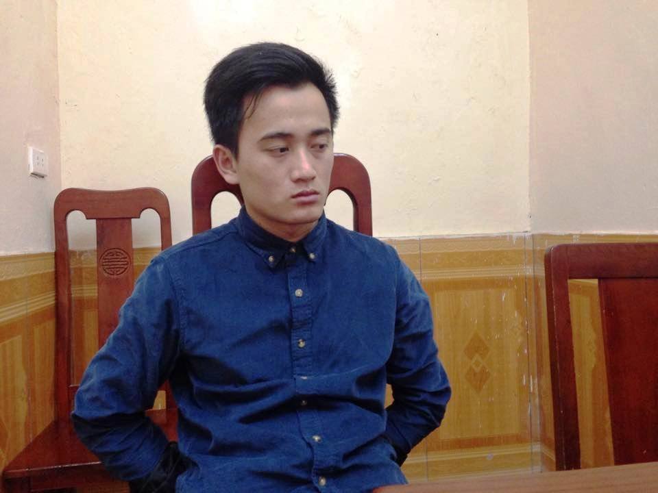 Đối tượng Đậu Ngọc Th&agrave;nh tại cơ quan c&ocirc;ng an