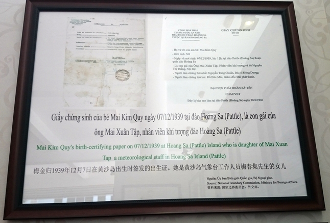 Giấy chứng sinh của một c&ocirc;ng d&acirc;n Việt Nam tại Ho&agrave;ng Sa, năm 1930. Th&ecirc;m một bằng chứng về chủ quyền Ho&agrave;ng sa l&agrave; của Việt Nam