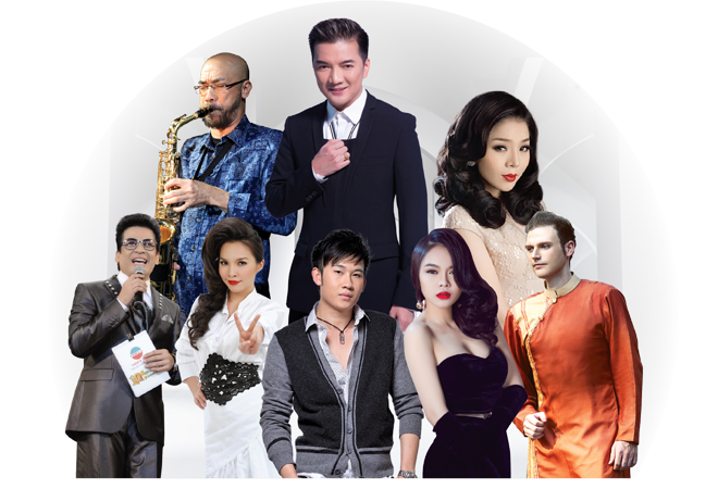 C&aacute;c ca sĩ, nghệ sĩ ng&ocirc;i sao trong đ&ecirc;m nhạc của Thi&ecirc;n H&ograve;a