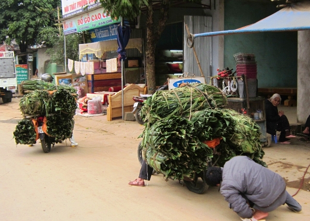 Xe m&aacute;y chở đầy l&agrave; dong tấp nập về xu&ocirc;i