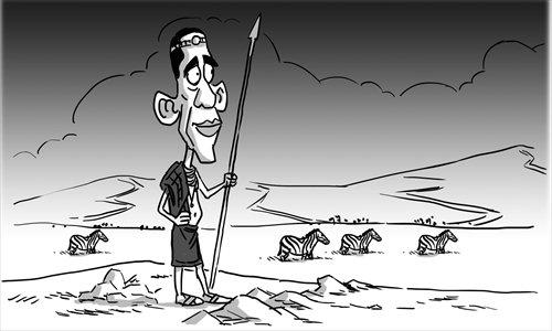 Ông Obama hoang dã trong biếm họa của báo Trung Quốc