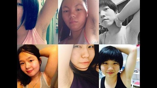 Những phụ nữ đăng ảnh khoe l&ocirc;ng n&aacute;ch của họ tr&ecirc;n trang mạng c&aacute; nh&acirc;n. Ảnh: Weibo