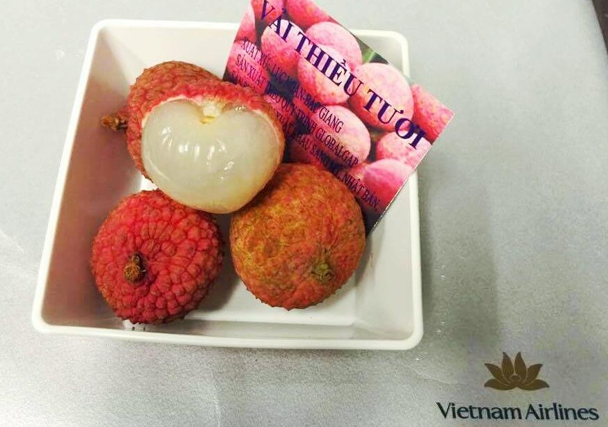 Quả vải tươi được phục vụ trên suất ăn của Vietnam Airlines