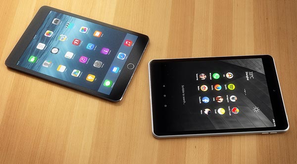 Tablet N1 của Nokia (phải) sẽ l&agrave; đối thủ đ&aacute;ng g&ograve;m của iPad mini 3 v&agrave; c&aacute;c tablet Andorid hiện c&oacute; kh&aacute;c.