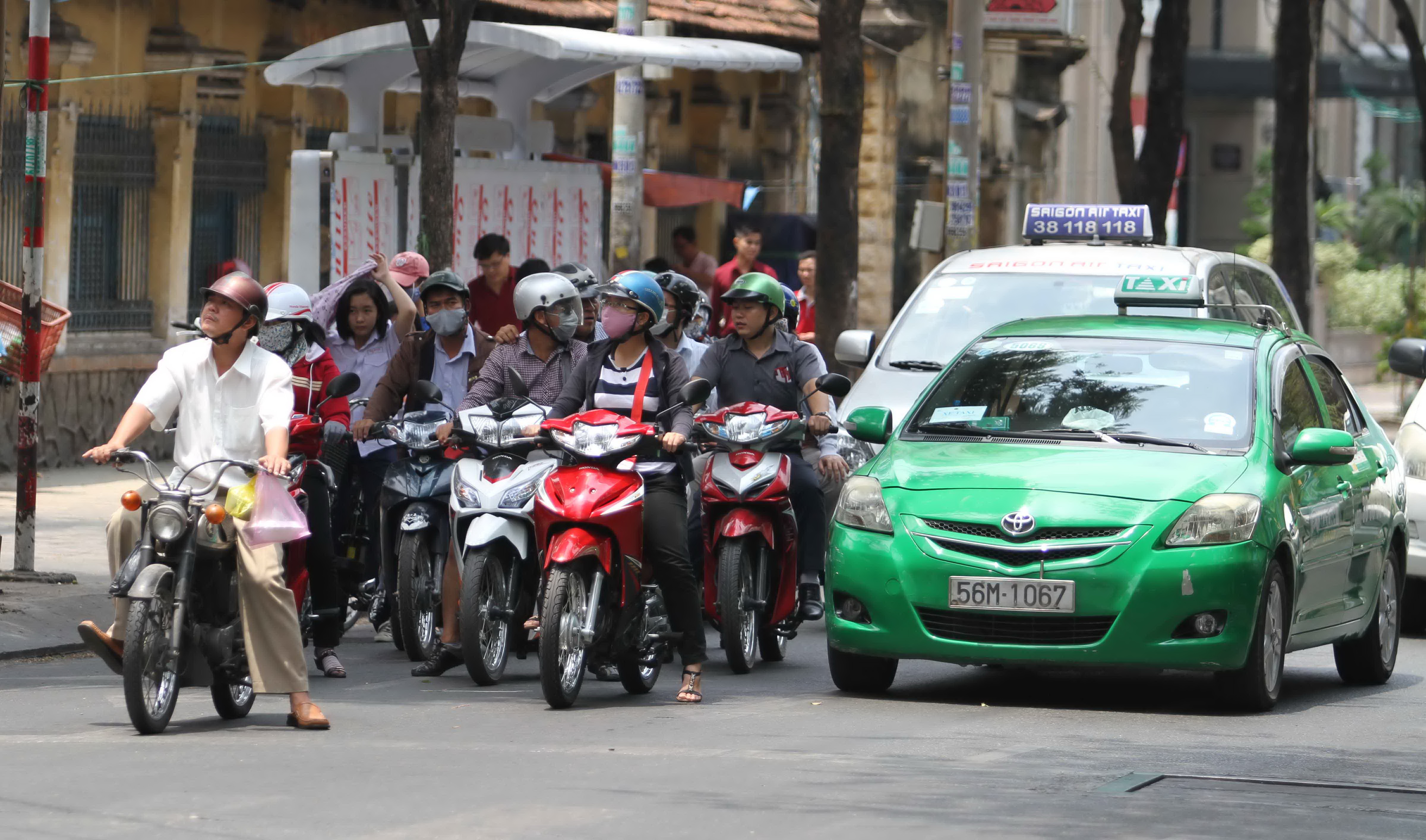 Chỉ có 1 người không sợ nắng nóng, còn lại đều dừng đèn đỏ tại các... góc cây!