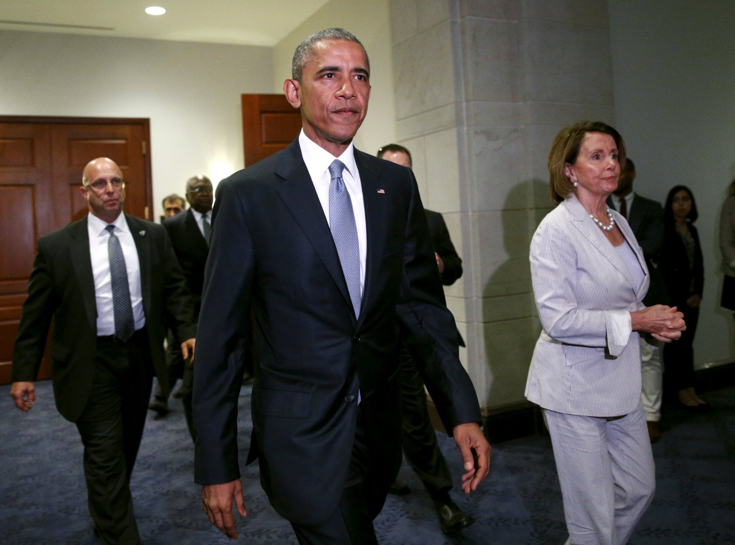 Tổng thống Mỹ Barack Obama tới Hạ viện Mỹ ngày 12-6 để kêu gọi bỏ phiếu ủng hộ TPA Ảnh: REUTERS