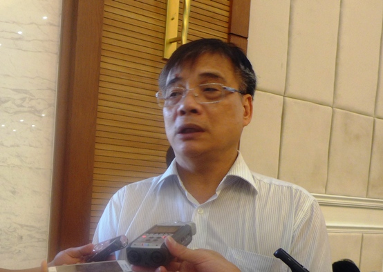 TS Trần Đ&igrave;nh Thi&ecirc;n trả lời phỏng vấn b&aacute;o ch&iacute; tại Diễn đ&agrave;n Kinh tế m&ugrave;a thu 2015 - Ảnh: Thuỳ Dương