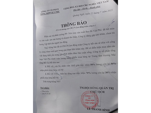 Trả lương bằng... phiếu mua thực phẩm