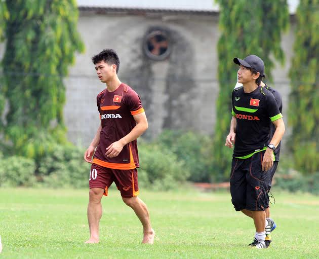 Công Phượng trong buổi tập của tuyển U23 vào sáng 7-5 Ảnh: Hải Anh