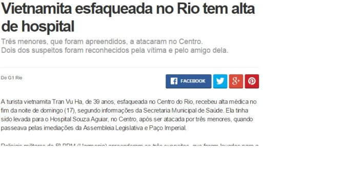 ​Nữ du khách Việt bị cướp đâm ở Brazil