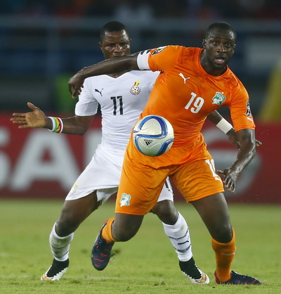 Bờ Biển Ngà (phải) và Ghana gặp nhau trong trận chung kết CAN 2015