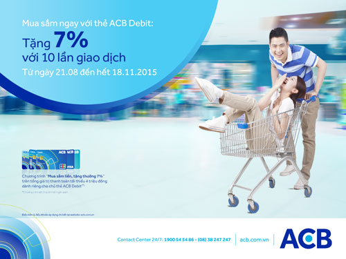 Ngân hàng tặng chủ thẻ ghi nợ 7% tiền mặt