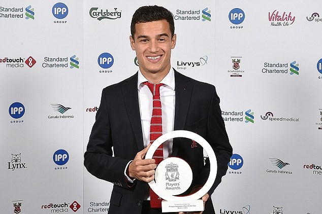 Courtinho nhận giải Cầu thủ xuất sắc nhất m&ugrave;a giải của Liverpool