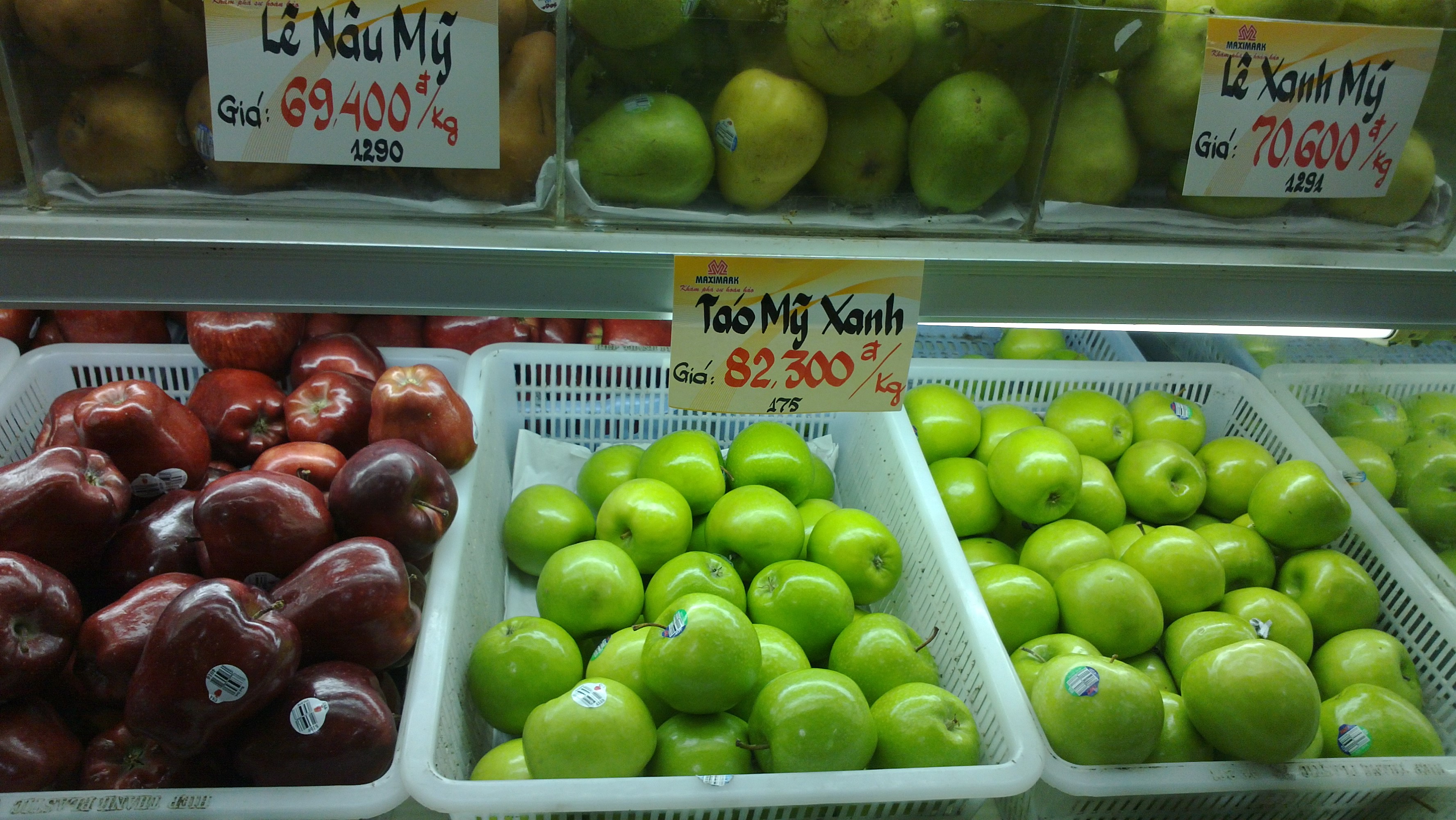 Táo Granny Smith (Mỹ) được bán tại siêu thị Maximark 3 Tháng 2 (quận 10, TP HCM) trước khi được rút khỏi kệ
Ảnh: NGỌC ÁNH