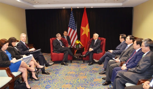 Tổng Bí thư Nguyễn Phú Trọng tiếp Đại diện Thương mại Hoa Kỳ Micheal Fromanđến chào xã giao - Ảnh: Qdnd.vn