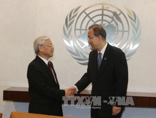 Tổng Bí thư và Tổng Thư ký Ban Ki-moon trao đổi về Biển Đông