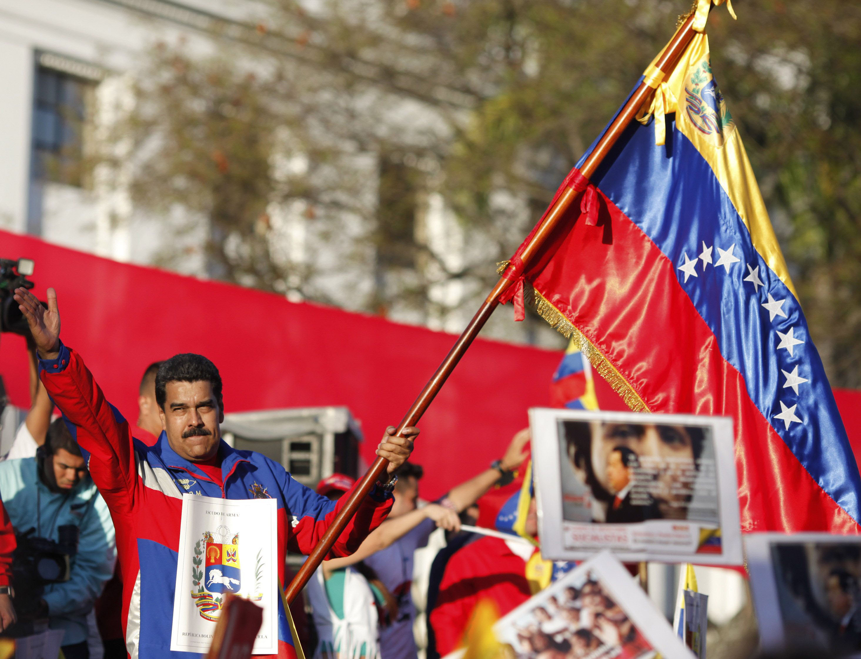 Tổng thống Venezuela Nicolas Maduro tại cuộc tuần hành ở thủ đô Caracas hôm 28-2
Ảnh: Reuters