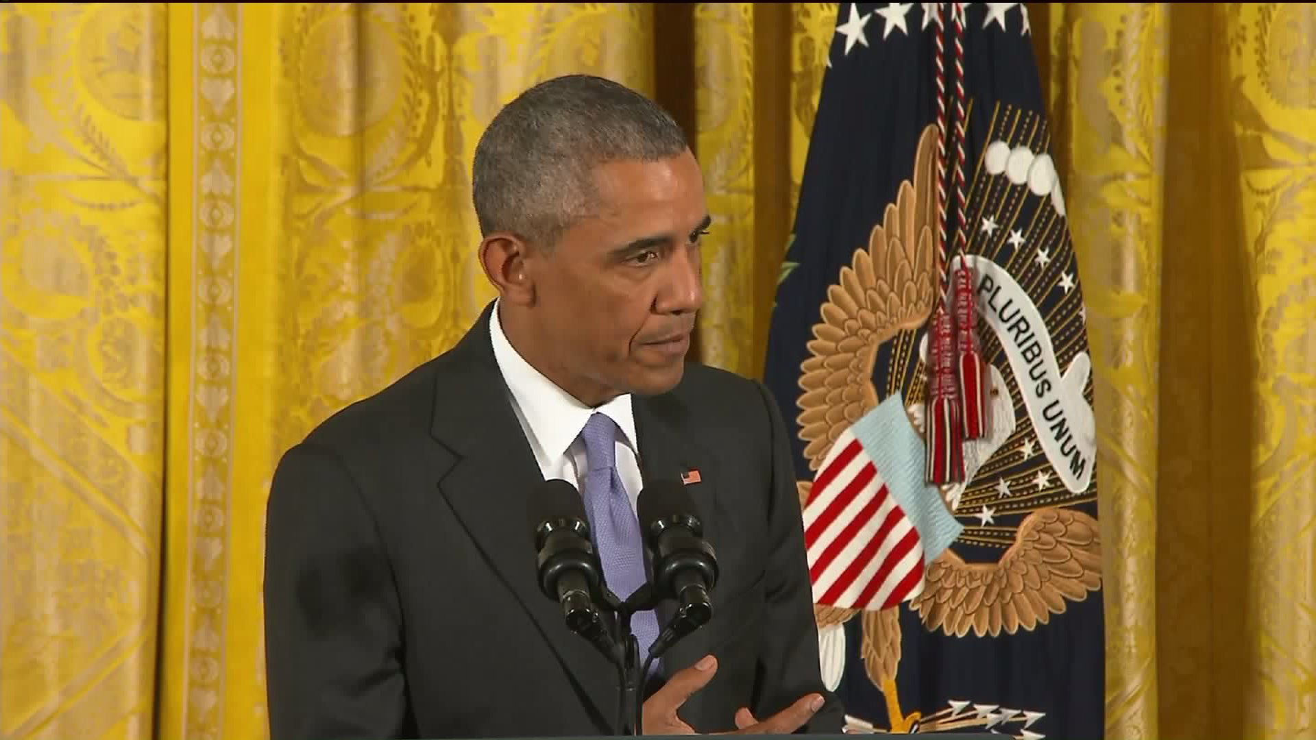 Tổng thống Mỹ Barack Obama tại cuộc họp b&aacute;o về thỏa thuận hạt nh&acirc;n Iran h&ocirc;m 15-7 Ảnh: CNN