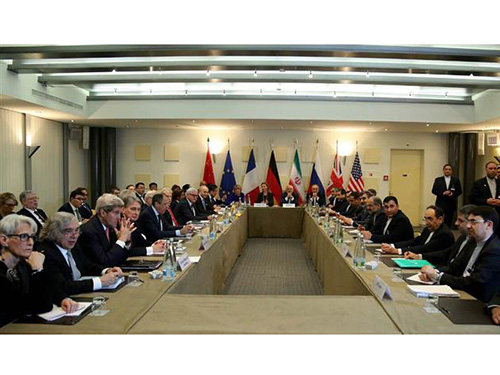 Cuộc họp ngoại trưởng Iran và nhóm P5+1 ở Lausanne - Thụy Sĩ ngày 30-3Ảnh: PRESSTV