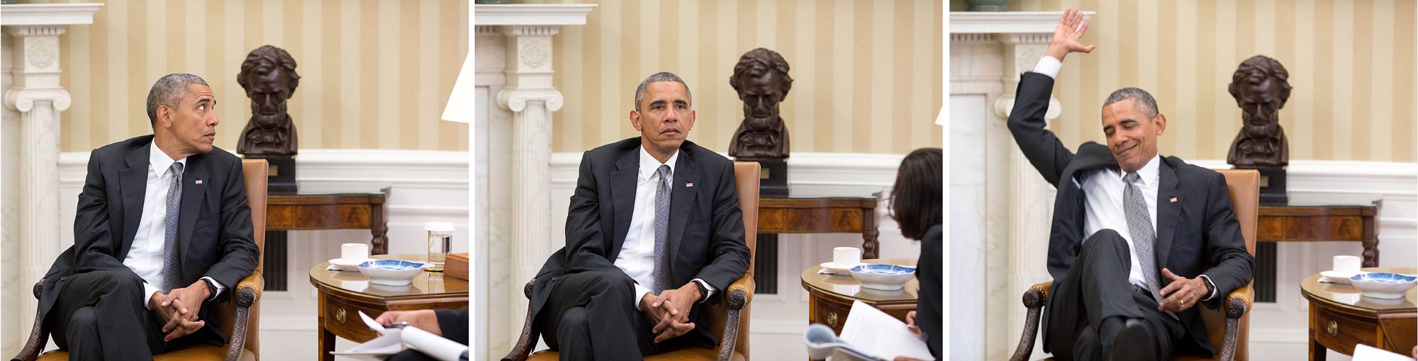 Phản ứng của &ocirc;ng Obama khi nghe tin T&ograve;a &aacute;n Tối cao ủng hộ Obamacare. Ảnh: Nh&agrave; Trắng