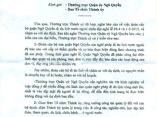 Chỉ "rút kinh nghiệm" các cán bộ vắng mặt ở nhiệm sở sau nghỉ lễ