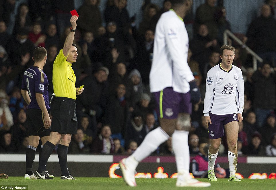 McGeady của Everton bị trọng t&agrave;i phạt thẻ đỏ