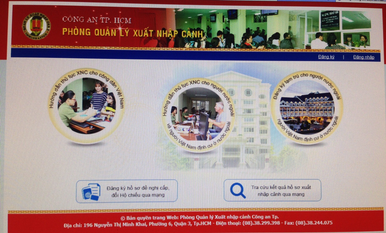 Trang web Ph&ograve;ng Xuất Nhập cảnh C&ocirc;ng an TP HCM