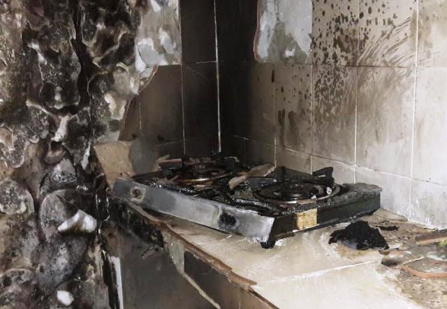 Góc bếp cháy nham nhở, đen sì sau sự cố bình gas phát hỏa