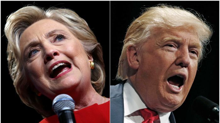 Hai ứng viên sáng giá Donald Trump (phải) và Hillary Clinton. Ảnh: ABC.NET.AU