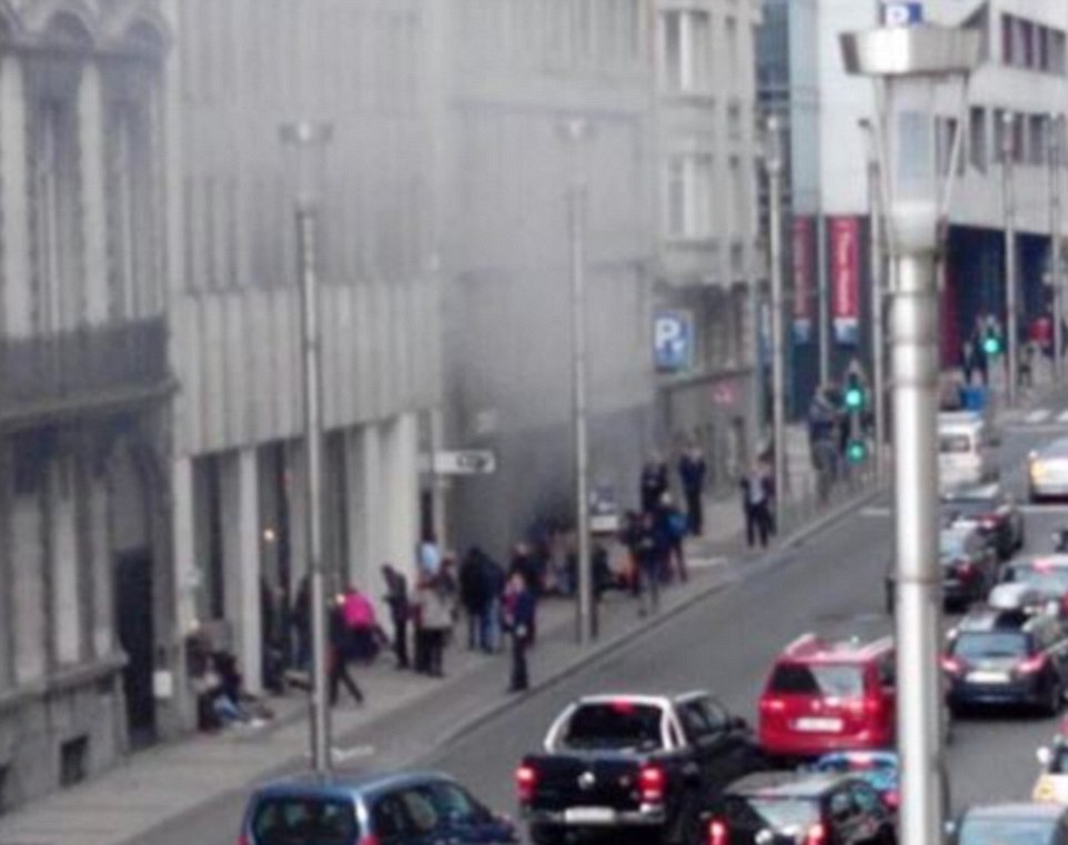 Second attack: Around 90 minutes after the airport blasts, there were reports of an explosion at a  station (pictured)&nbsp;in the centre of the city