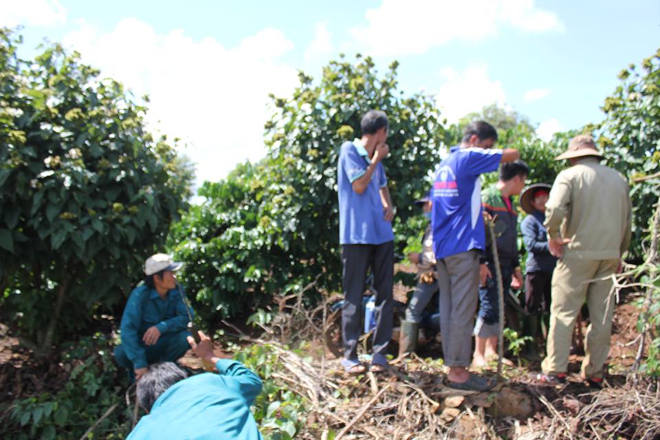 Khoảng 50 người chia làm nhiều nhóm nhỏ truy tìm đối tượng